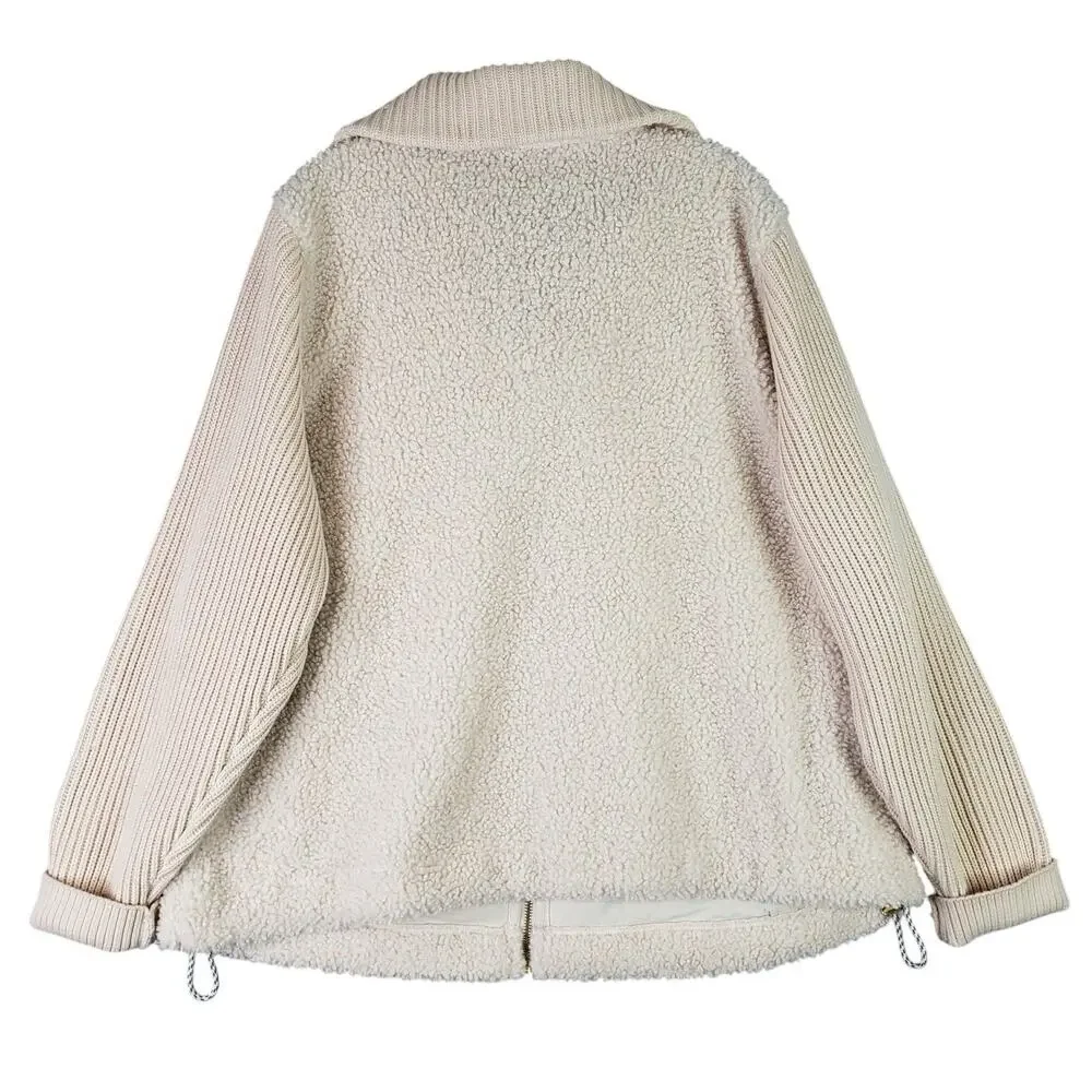 Varley Women's Beige Sherpa Zip Through Full Zip Jacket Womens XL Cream